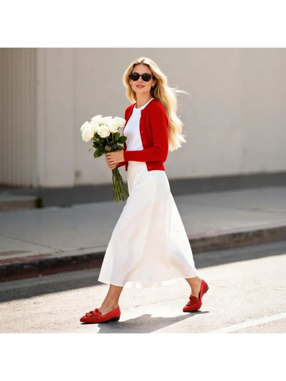 Women's Red Foldable Bow Pointed Toe Ballet Flats Knit Cushioned Comfort Shoes